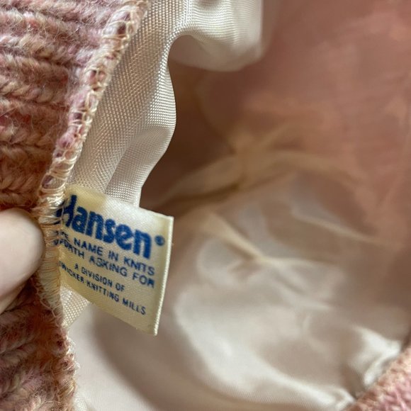 Vintage HANSEN Womens Pink Knit Bucket Brim Warm Winter Hat One Size - Picture 5 of 10
